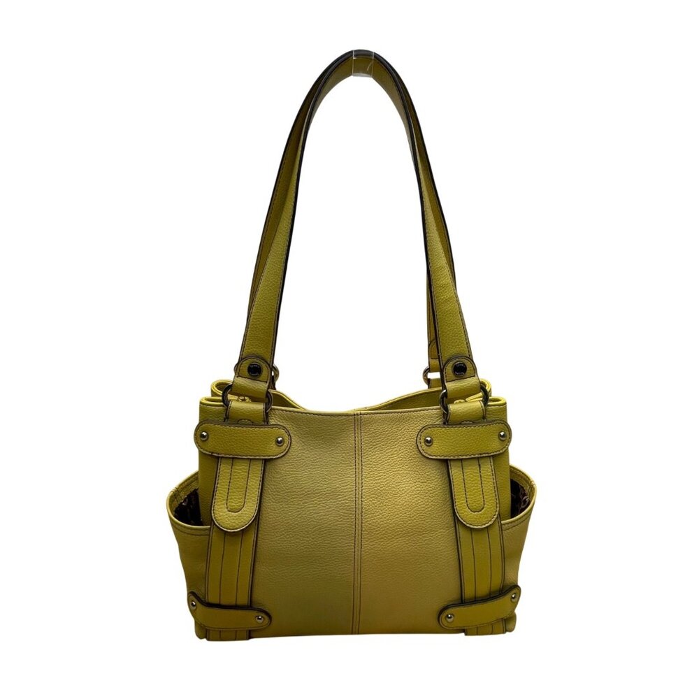 Tignanello Women’s Yellow Leather Storage Pockets  Double-Strap Shoulder Bag